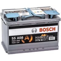 Автомобильный аккумулятор Bosch 70Ah-12v AGM (S5A08), R+, EN760 (6900281637) (0092S5A080)