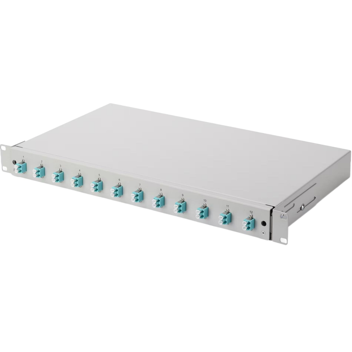Оптична панель DIGITUS 19` 1U, 12xLC duplex, Incl, Splice Cass, OS2 Color Pigtails, Adapter (DN-96331/9)фото