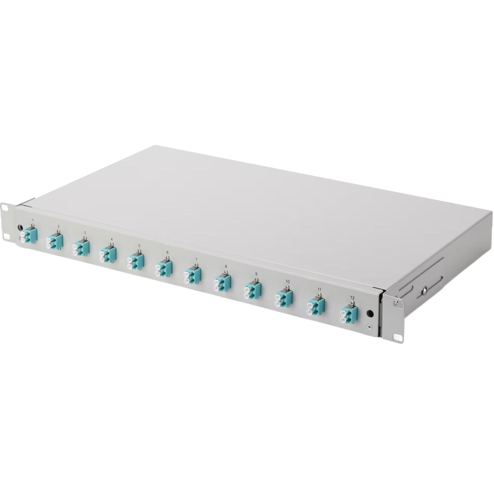 Оптична панель DIGITUS 19` 1U, 12xLC duplex, Incl, Splice Cass, OS2 Color Pigtails, Adapter (DN-96331/9)фото1