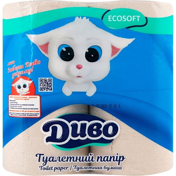 Акція на Туалетная бумага Диво Ecosoft 2 слоя 4шт від MOYO