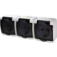 Розетка ETI RHE-3sd,3хSchuko, димчаста кришка, IP54 (4668024)