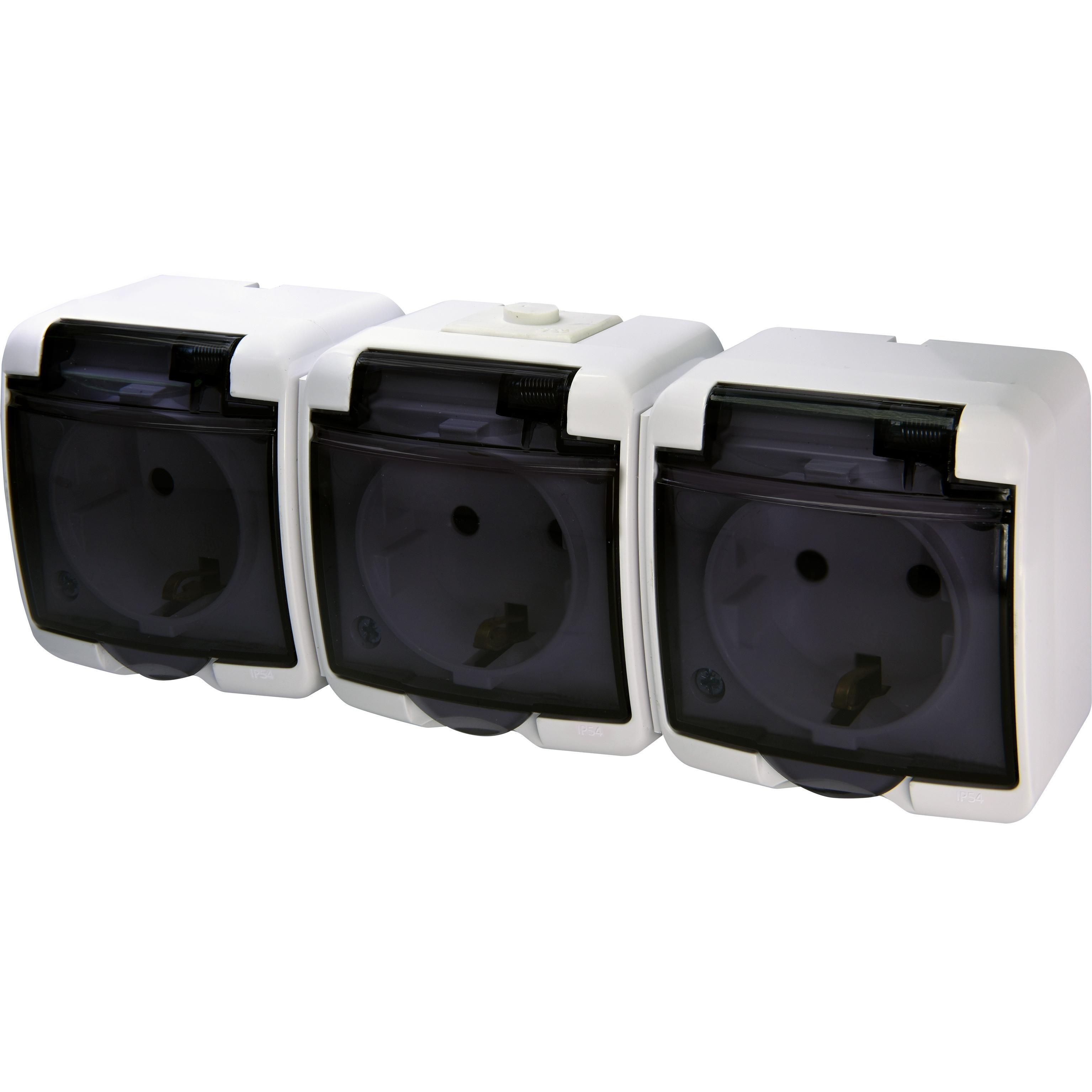 Розетка ETI RHE-3sd,3хSchuko, димчаста кришка, IP54 (4668024)фото1