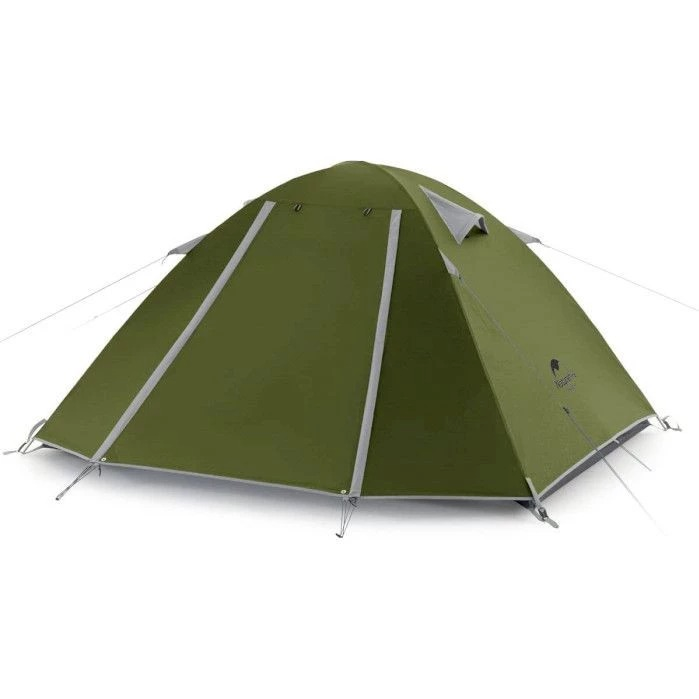 Палатка трехместная Naturehike P-Series NH18Z033-P 210T/65D, темно-зеленая фото 1