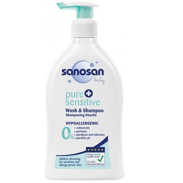 

Средство для купания гипоаллергенное Sanosan pure&sensitive 2в1 400мл