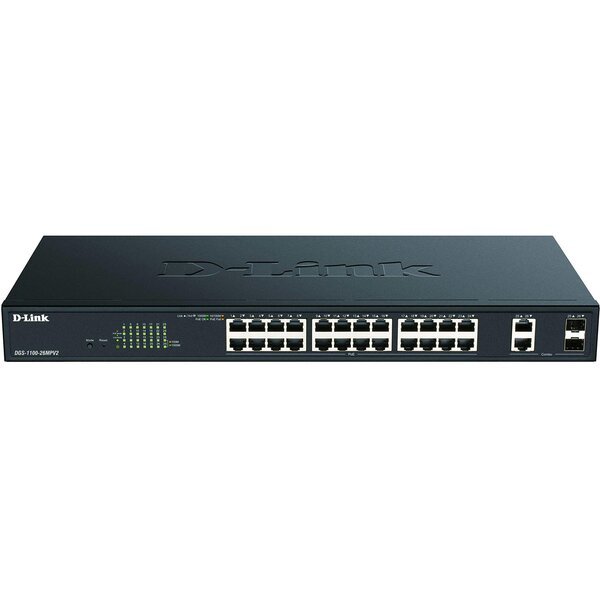 Коммутатор D-Link DGS-1100-26MPV2 24xGE PoE, 2xSFP/GE, PoE 370Вт, EasySmart