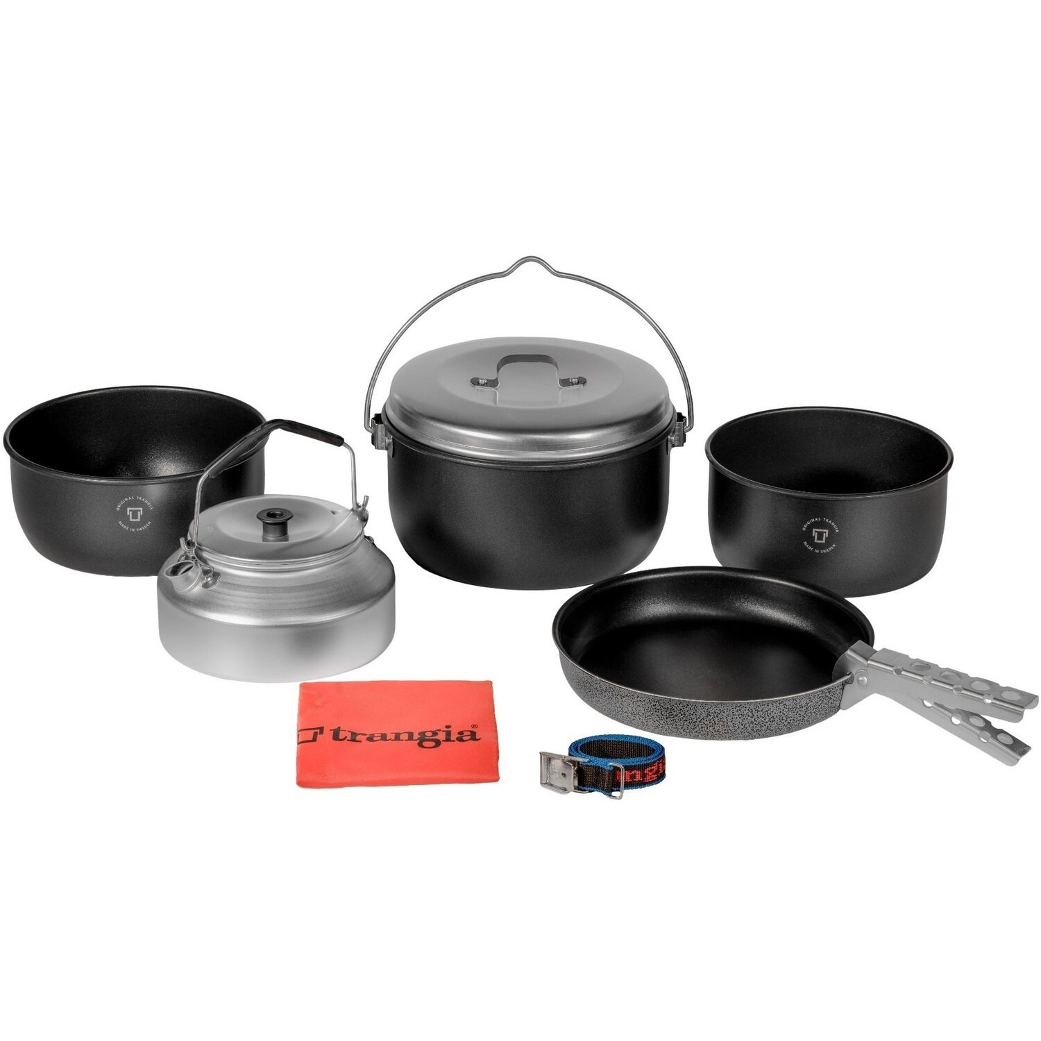 Набор посуды Trangia Camping Set 24-T (котелок, кастрюля, сковорода, чайник, крышка, ручка, ремешок) фото 
