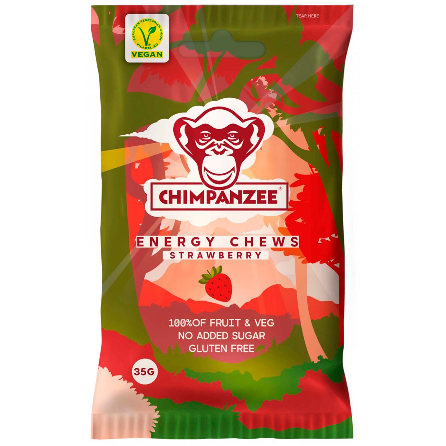 Энергетические желейные конфеты Chimpanzee Energy Chews Strawberry 35 г фото 