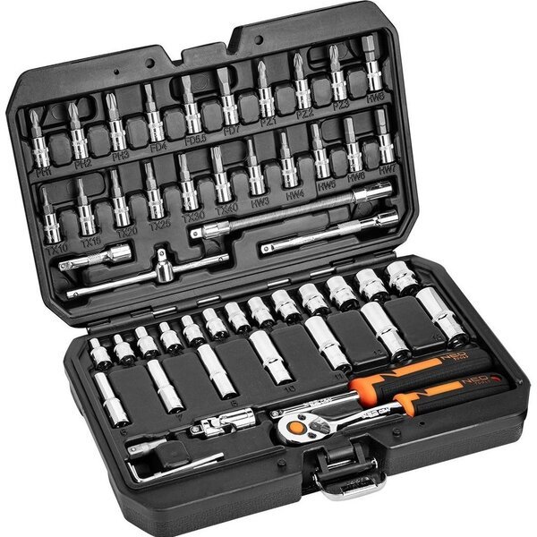 

Набор торцевых головок Neo Tools, 53шт, 1/4", CrV, кейс (10-006)