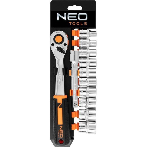 

Набор торцевых головок Neo Tools, 12шт, 1/2", трещотка 90 зубцов, CrV (10-030N)