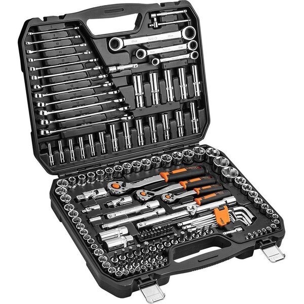 

Набор инструмента Neo Tools, 156шт, 1/2", 1/4", 3/8", CrV, кейс (10-072)