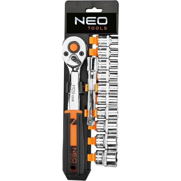 

Набор торцевых головок Neo Tools, 12шт, 3/8", трещотка 90 зубцов, CrV (10-020N)