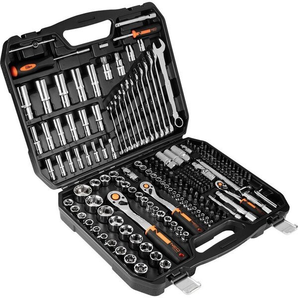 

Набор инструмента Neo Tools, 219шт, 1/2", 1/4", 3/8", CrV, кейс (10-076)