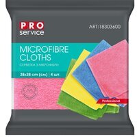 Салфетки для уборки Pro service Professional из микрофибры микс цветов 38*38см 4шт