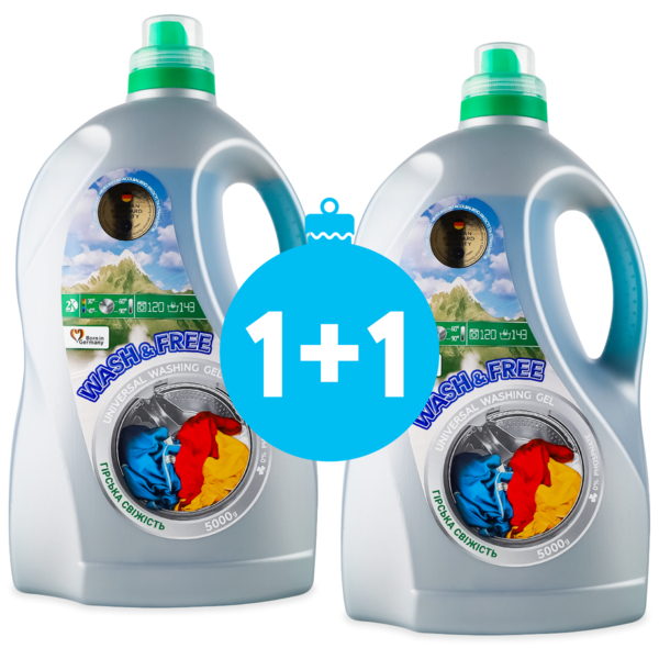 

Универсальный гель для стирки Wash&Free Горная свежесть 5л