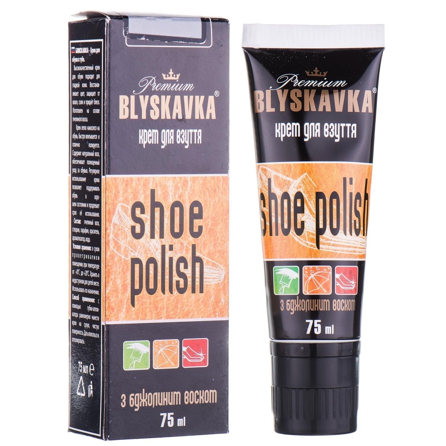 Крем для взуття Blyskavka з аплікатором безбарвний 75млфото