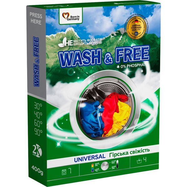 Акція на Универсальный стиральный порошок Wash&Free Горная свежесть 400г від MOYO