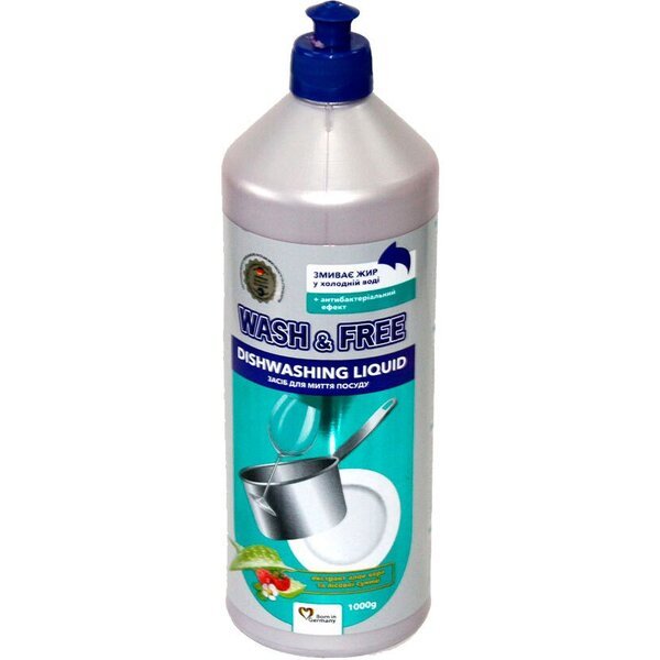 Средство для мытья посуды Wash&Free экстракт алоэ вера и лесной земляники дойпак 1л