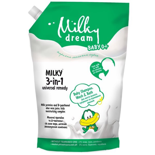 

Универсальное средство Milky Dream Baby 3в1 для мытья волос, купания и подмывания малышей дойпак 450мл