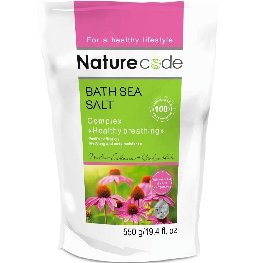 Соль для ванн морская Nature Code Healthy Breathing 550г фото 