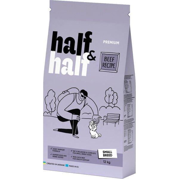 

Сухой корм для взрослых собак маленьких пород Half&Half с говядиной 12 кг