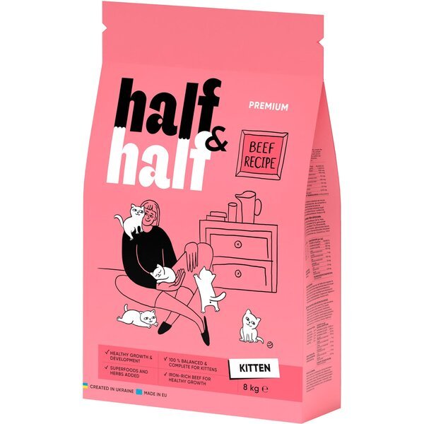 

Сухой корм для котят Half&Half с говядиной 8кг