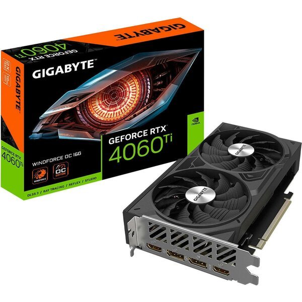 

Видеокарта GIGABYTE GeForce RTX 4060 Ti 16GB GDDR6 WINDFORCE OC (GV-N406TWF2OC-16GD)
