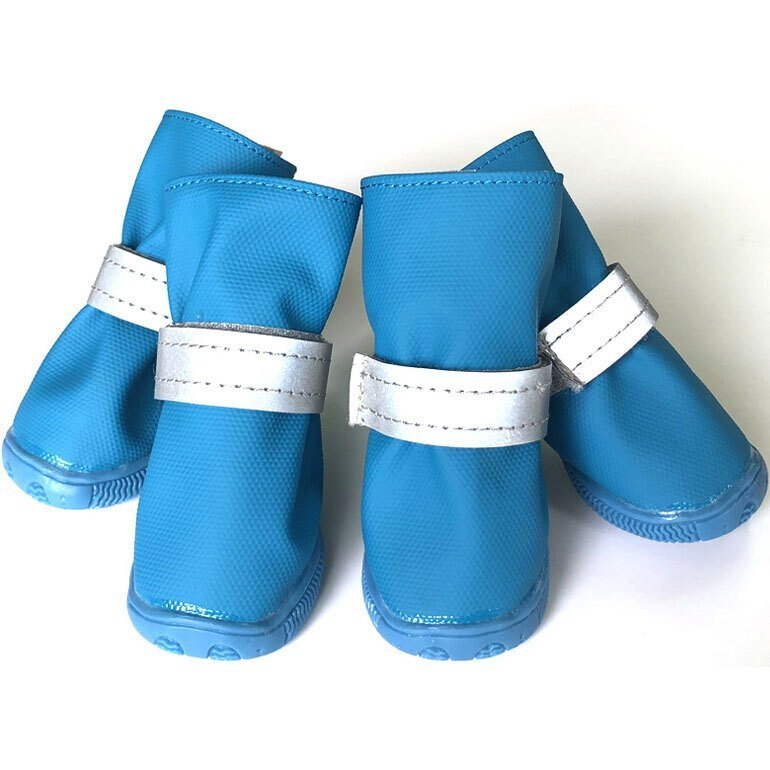 Ботинки для малых пород собак Ruispet демисезонные водонепроницаемые 4 шт/упак. синие 4.5*3.7см №3 фото 1