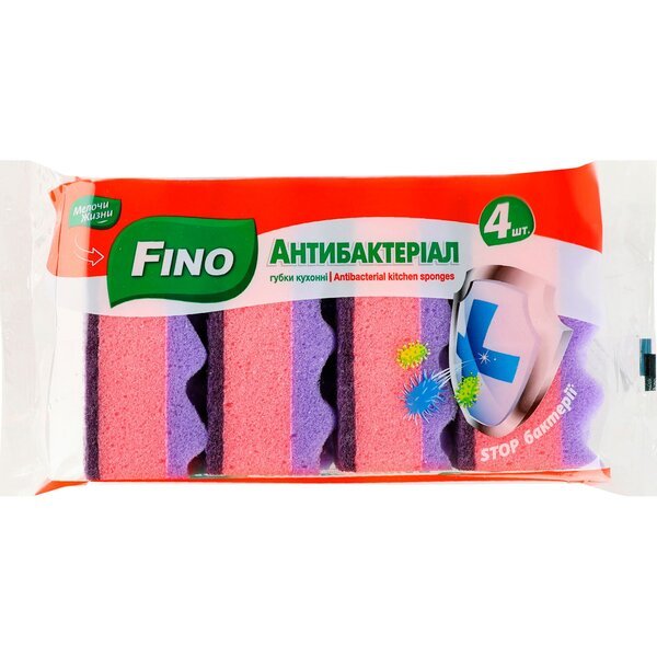 

Губки кухонные Fino Антибактериал 4шт