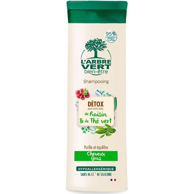 Детокс-шампунь для жирного волосся L`Arbre Vert з екстрактами винограду та зеленого чаю 250млфото