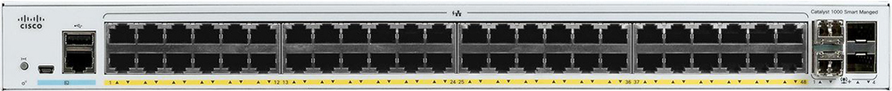 Коммутатор Cisco Catalyst 1000 48xGE, Full POE, 4x10G SFP (C1000-48FP-4X-L) фото 1