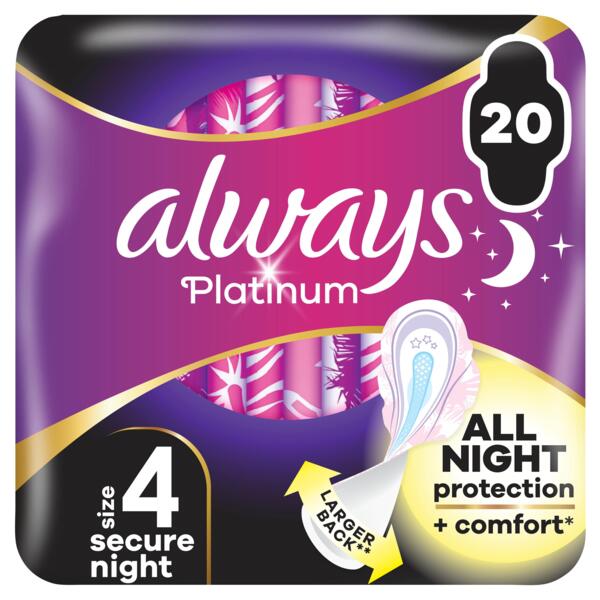 

Прокладки гигиенические Always Platinum Secure Night Размер 4 20шт