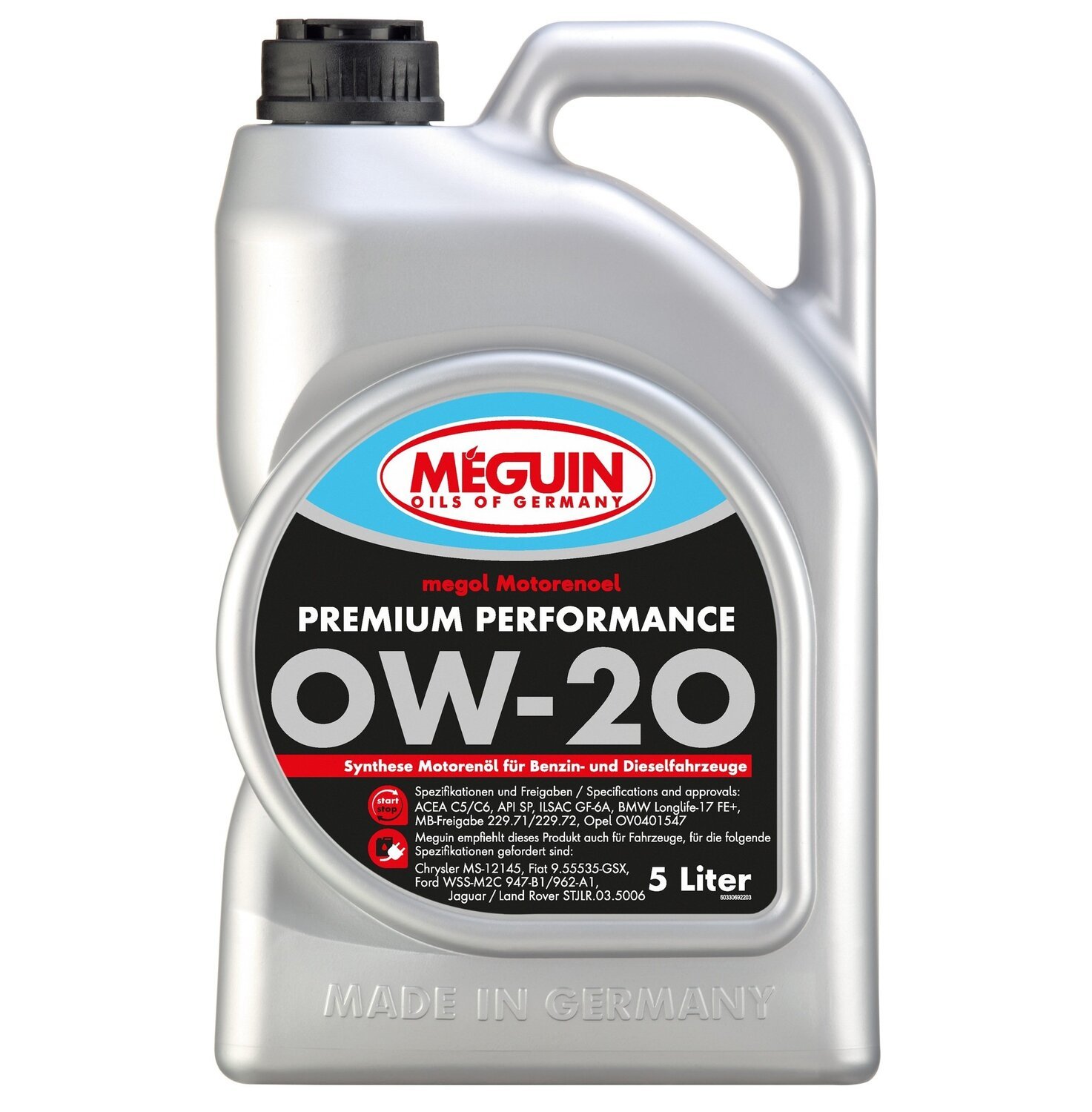 Моторна олива Meguin Premium Performance SAE 0W-20 5л (33069)фото
