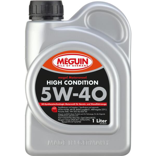 

Моторное масло Meguin High Condition SAE 5W-40 1л (3199)