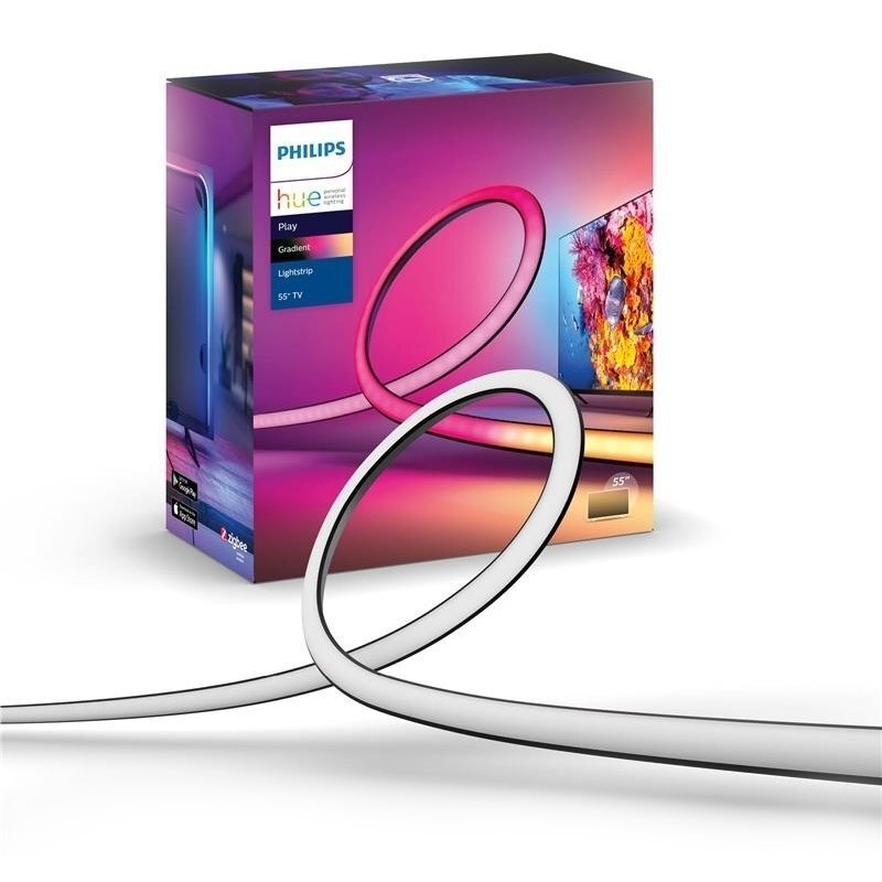 Стрічка світлодіодна розумна Philips Hue Play для ТВ 55", 0.5W(20Вт), 2000K-6500K, RGB, Gradient, ZigBee (929002422701)фото1