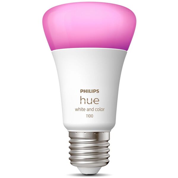 Акція на Лампа умная Philips Hue E27, 11W(60Вт), 2000K-6500K, RGB, ZigBee, Bluetooth (929002468801) від MOYO