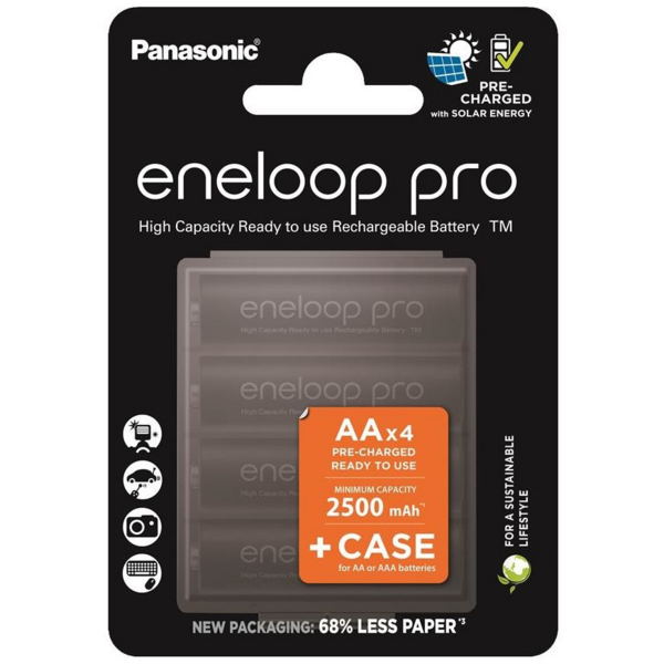 

Аккумулятор Panasonic Eneloop NI-MH Pro AA 2500 4 шт, с кейсом для хранения