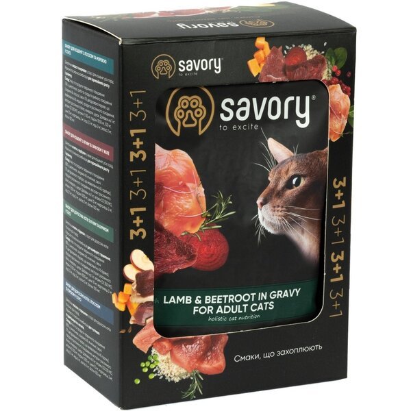 

Набор паучей для котов Savory с ягненком и свеклой в соусе 85г*4шт