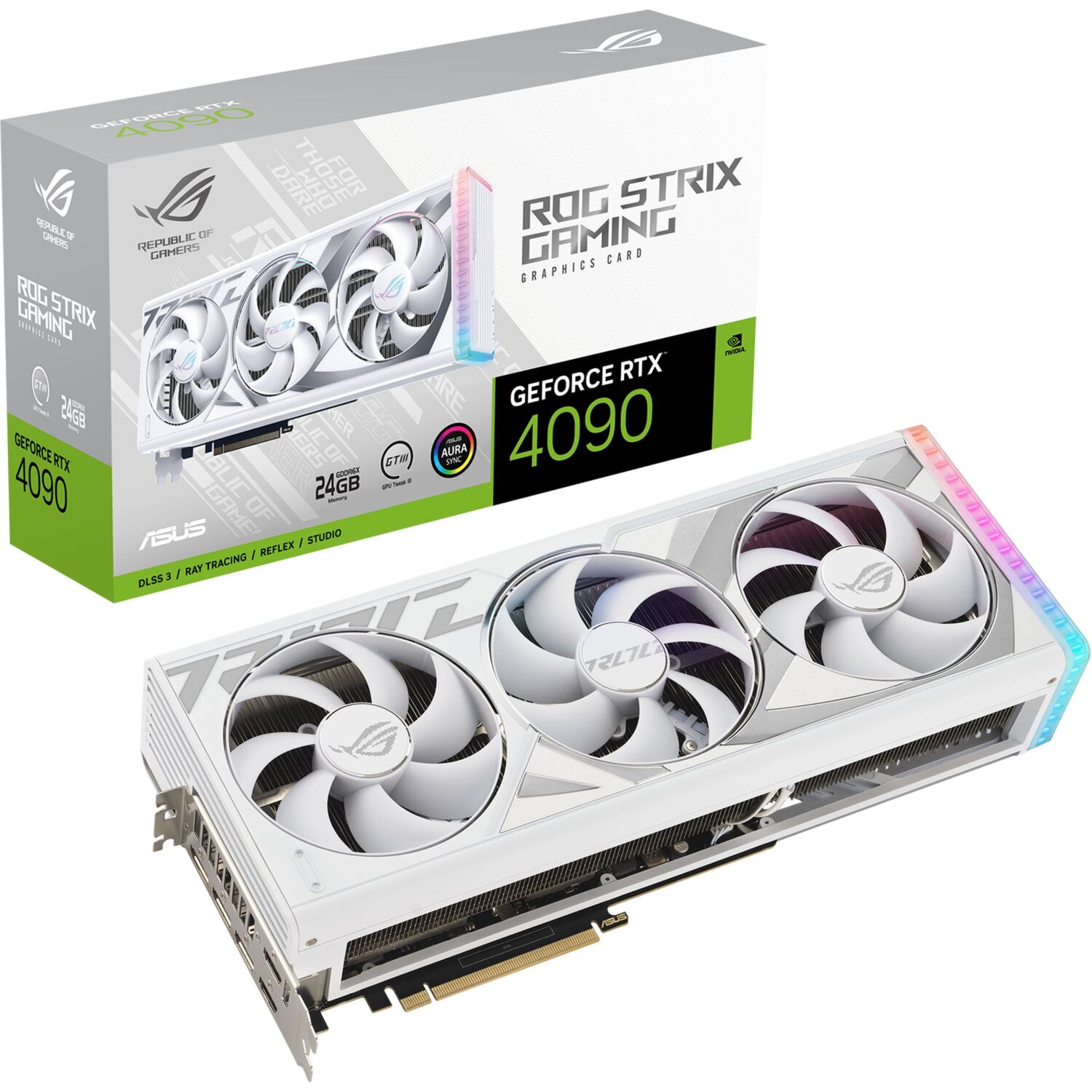 Видеокарта ASUS GeForce RTX 4090 24GB GDDR6X STRIX GAMING білий ROG-STRIX-RTX4090-24G-WHITE (90YV0ID3-M0NA00) фото 