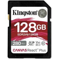 Карта пам`яті Kingston SDXC 128GB Canvas React Plus UHS-II 280R/100W U3 V60 для Full HD/4K (SDR2V6/128GB)