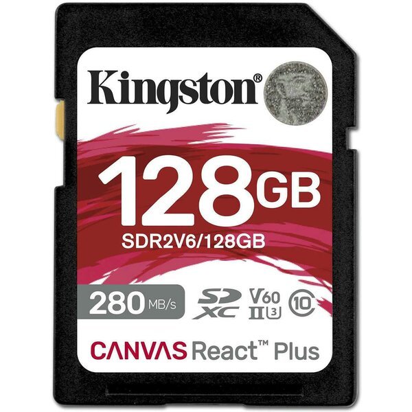 Акція на Карта памяти Kingston SDXC 128GB Canvas React Plus UHS-II 280R/100W U3 V60 for Full HD/4K (SDR2V6/128GB) від MOYO