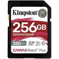 Карта памяти Kingston SDXC 256GB Canvas React Plus UHS-II 280R/150W U3 V60 for Full HD/4K (SDR2V6/256GB)