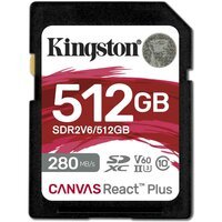 Карта пам`яті Kingston SDXC 512GB Canvas React Plus UHS-II 280R/150W U3 V60 для Full HD/4K (SDR2V6/512GB)