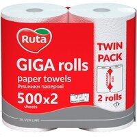 Полотенца бумажные Ruta Giga Rolls 1000 отрывов 2 слоя 2шт