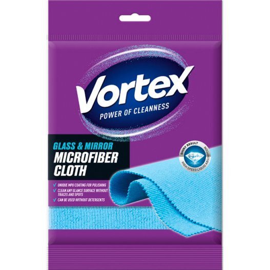 Салфетка из микрофибры Vortex для стекол и зеркал 35*35см 1шт