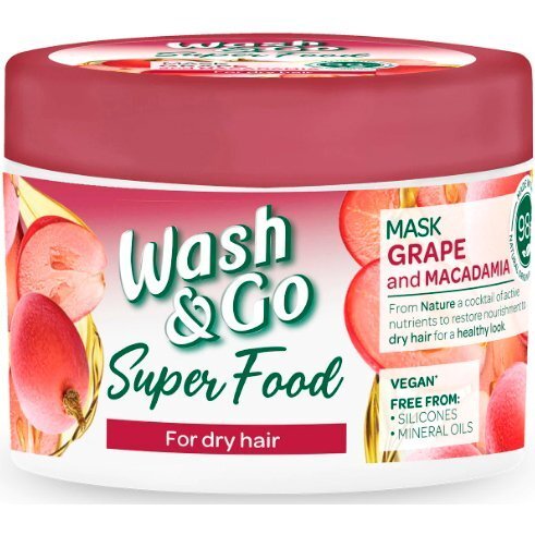Маска для сухих волос Wash&amp;Go Super Food с виноградом и макадамией 300мл фото 