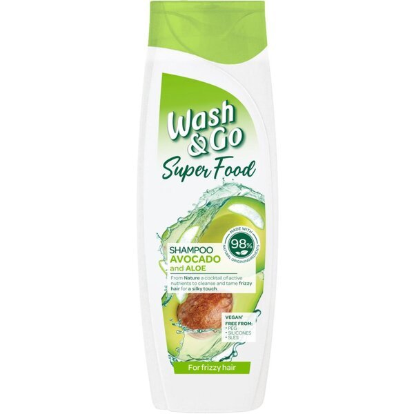 

Шампунь для непослушных волос Wash&Go Super Food с авокадо и алоэ вера 400мл