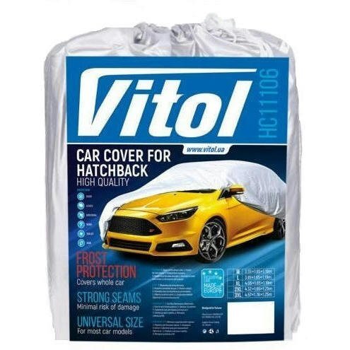 Тент автомобильный Vitol Hatchback Polyester XL 406х165х119 Серый (HC11106_XL) фото 