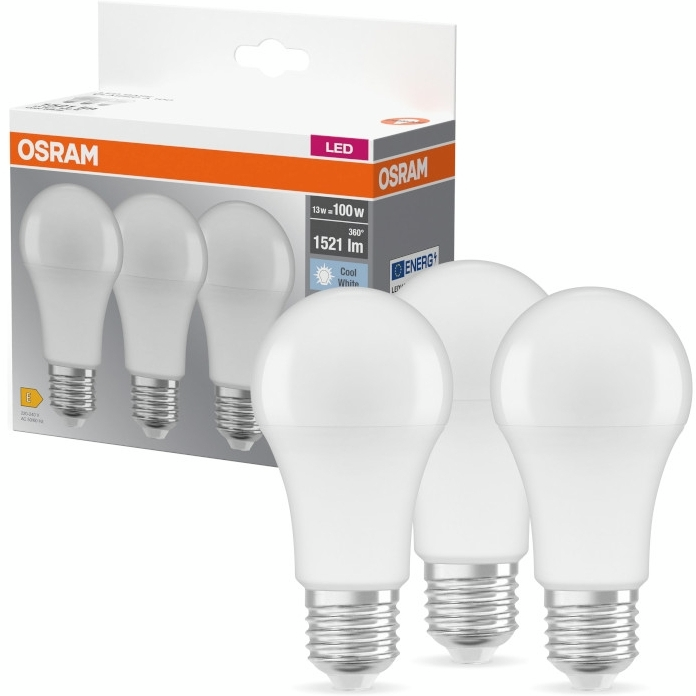 Набор ламп 3шт Osram Led E27 13Вт 4000К 1520Лм A60 (4058075819559) фото 