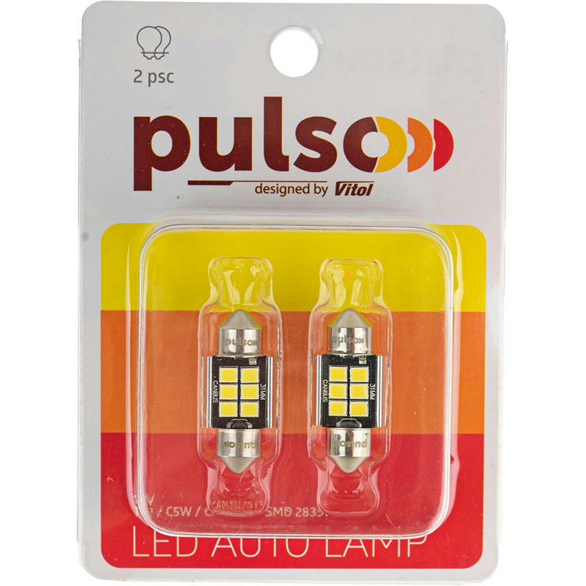 Лампа PULSO софітна LED C5W 31mm Canbus 6SMD-2835 12V 2.9W 315lm White (LP-31C5W)фото