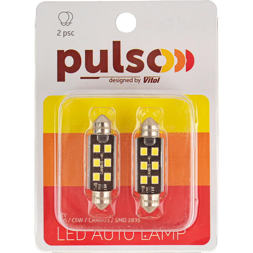 Лампа PULSO софітна LED C5W 41mm Canbus 6SMD-2835 12V 2.9W 315lm White (LP-41C5W)фото